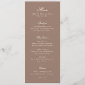 Menu Mariage Romantique Brun Élégant (Devant)