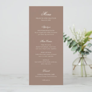Menu Mariage Romantique Brun Élégant
