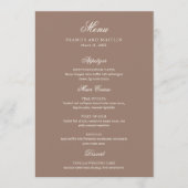 Menu Mariage Romantique Brun Élégant (Devant)