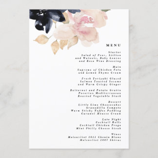 Menu Mariage romantique de couleur d'eau marine Floral