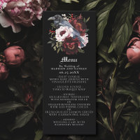 Menu Mariage romantique gothique aquarelle corbeau
