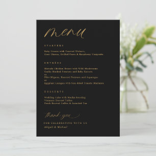 Menu Mariage romantique noir et or