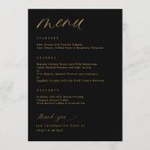 Menu Mariage romantique noir et or (Devant)