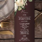 Menu Mariage romantique Rose de Bourgogne foncée