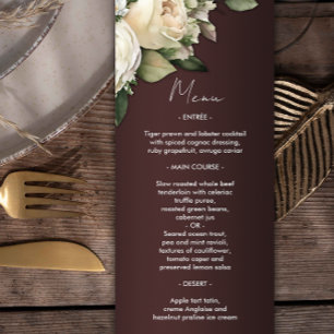 Menu Mariage romantique Rose de Bourgogne foncée
