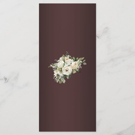 Menu Mariage romantique Rose de Bourgogne foncée (Dos)