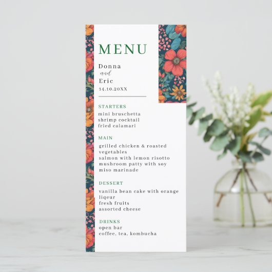 Menu Mariage romantique rose vintage (Debout devant)
