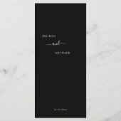 Menu Mariage romantique sombre Fleurs 3D Rose (Dos)