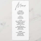 Menu Mariage rond à script clair blanc (Devant)