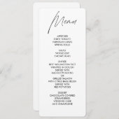 Menu Mariage rond à script clair blanc (Devant / Derrière)