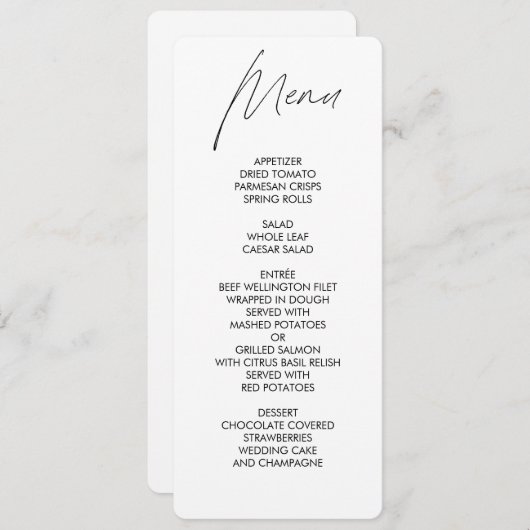 Menu Mariage rond à script clair blanc (Devant / Derrière)