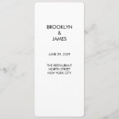 Menu Mariage rond à script clair blanc (Dos)