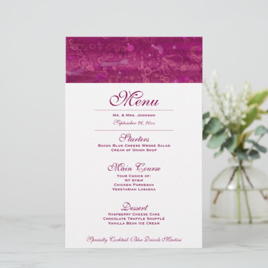 Menu Mariage rose (Debout devant)