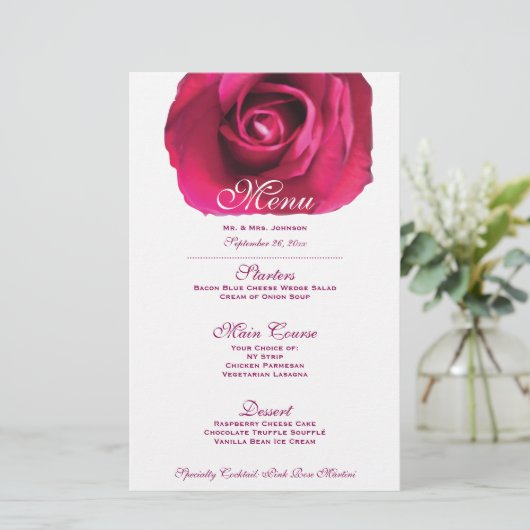 Menu Mariage Rose (Debout devant)