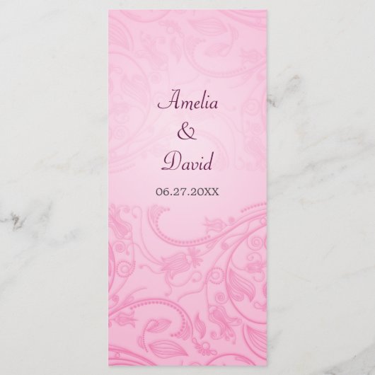 Menu Mariage Rose (Dos)