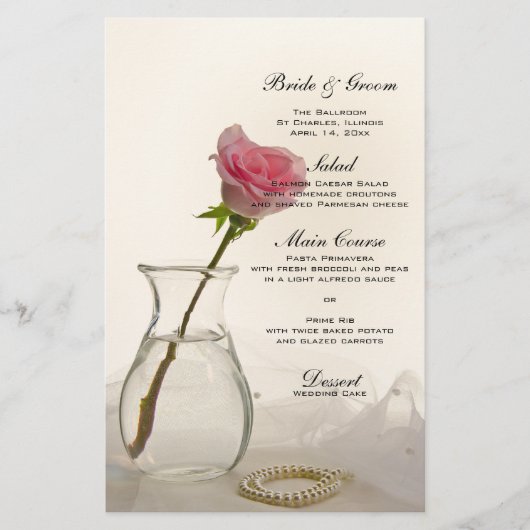 Menu Mariage Rose and White Pearl (Devant)