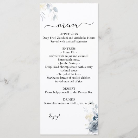 Menu Mariage Rose aquarelle (Devant)