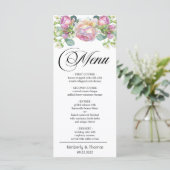 Menu Mariage Rose Aquarelle Blush (Debout devant)