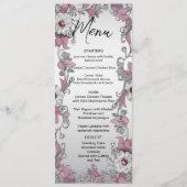 Menu Mariage Rose Argent Blanc Floral (Devant)