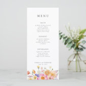 Menu Mariage rose Bleu Botanique Moderne Élégant (Debout devant)