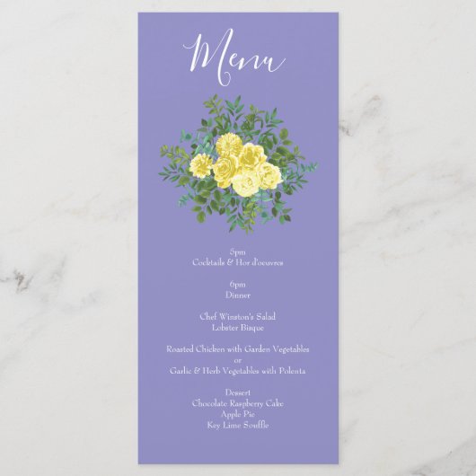 Menu Mariage Rose bleu clair Jaune (Devant)