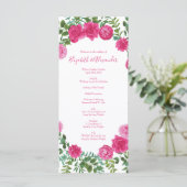 Menu Mariage rose clair Roses Floral moderne (Debout devant)