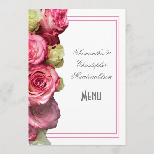 Menu mariage rose de bordure rose (Devant)