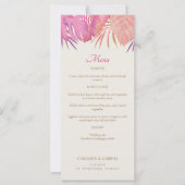 Menu Mariage rose de plage Tropical (Devant)