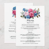 Menu Mariage rose et bleu (Devant / Derrière)