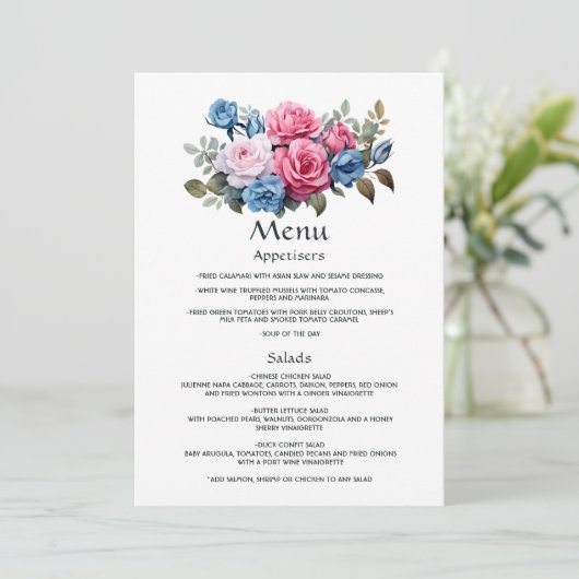 Menu Mariage rose et bleu (Debout devant)