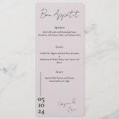 Menu Mariage rose et vert foncé (Devant)