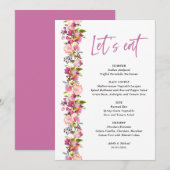 Menu mariage Rose Floral (Devant / Derrière)