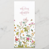 Menu Mariage Rose Floral (Dos)