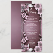 Menu Mariage Rose Floral (Devant / Derrière)