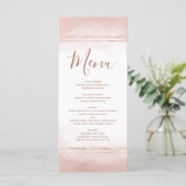 Menu Mariage Rose Gold Fragment Rose Aquarelle (Debout devant)