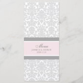 Menu mariage Rose Grey Damask (Dos)