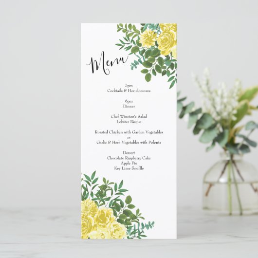 Menu Mariage rose jaune vintage (Debout devant)