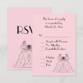Menu Mariage rose lesbienne Choix RSVP (Devant / Derrière)