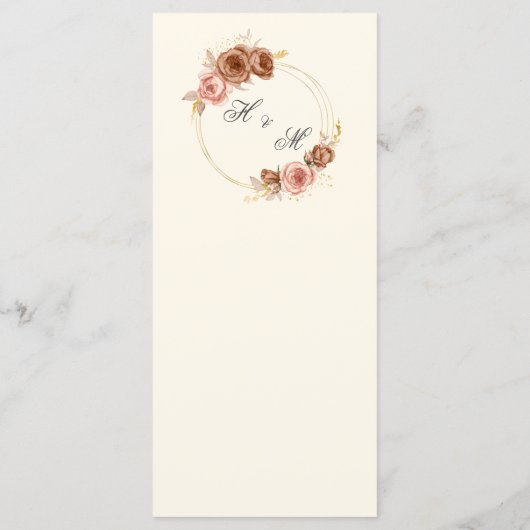 Menu mariage rose monogramme (Dos)