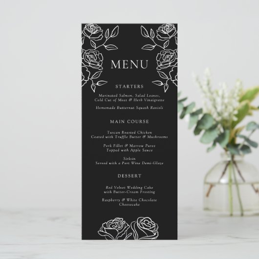Menu Mariage Rose Noir Et Blanc Premium (Debout devant)