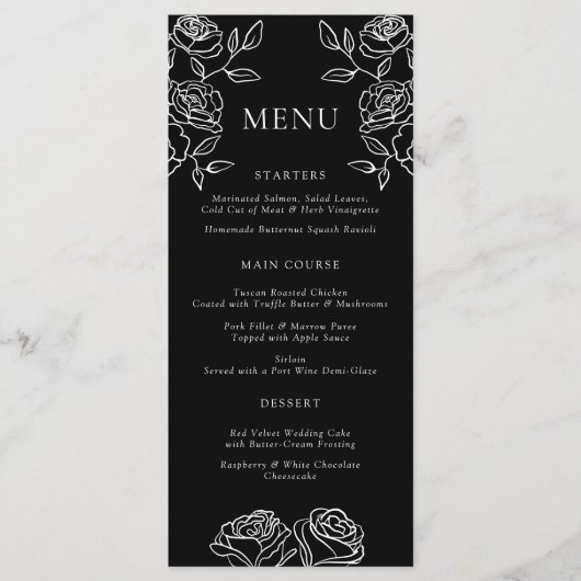 Menu Mariage Rose Noir Et Blanc Premium (Devant)