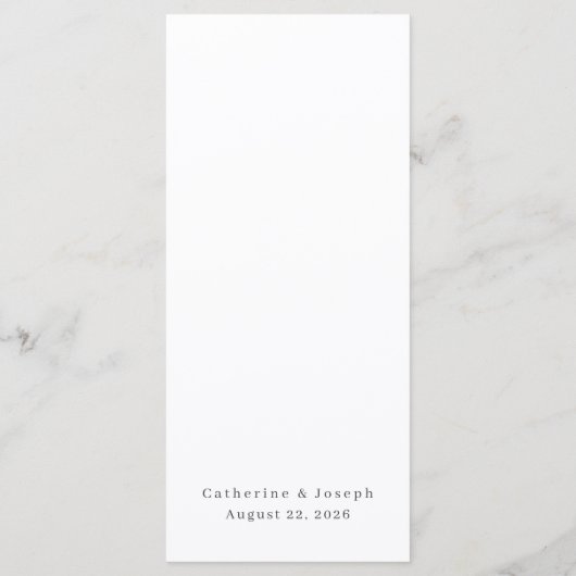 Menu Mariage Rose nuptial (Dos)