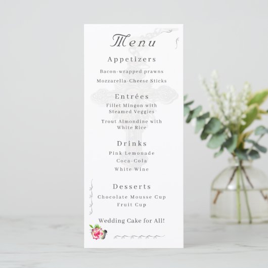 Menu Mariage Rose nuptial (Debout devant)