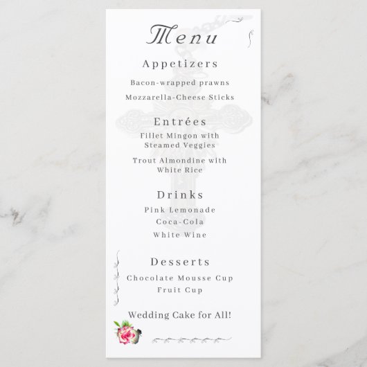 Menu Mariage Rose nuptial (Devant)