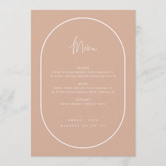 Menu Mariage rose pâle à double arc (Devant)