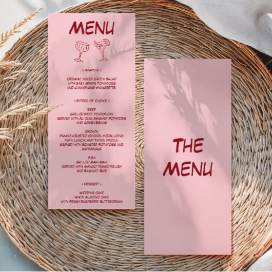Menu Mariage Rose Pâle Moderne