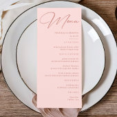 Menu Mariage rose pâle simple