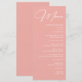 Menu Mariage Rose Pastel (Devant / Derrière)