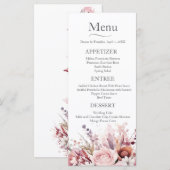 Menu Mariage rose Rose moderne Dusty (Devant / Derrière)