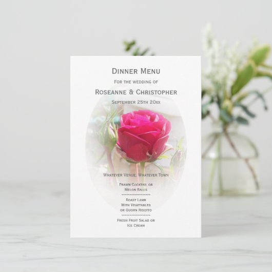 Menu Mariage rose Rosebud (Debout devant)